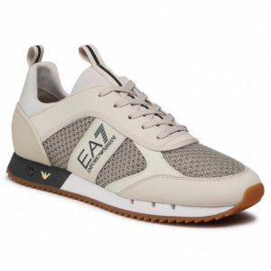 EA7 - Black & White Laces Trainer - Moonbeam / Climbing Ivy
