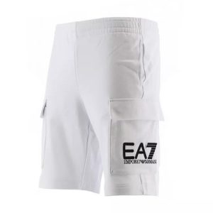 EA7 - Embroidered Cotton Cargo Short - White